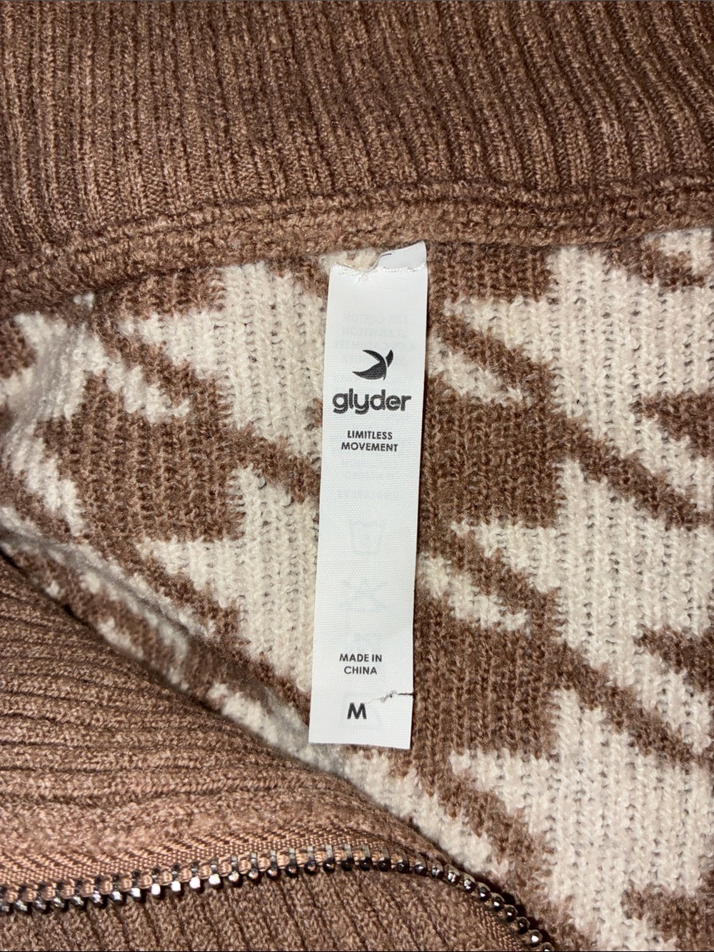 Glyder, 1/4 Zip Sweater, Women’s M, Taupe and White - Picture 4 of 8
